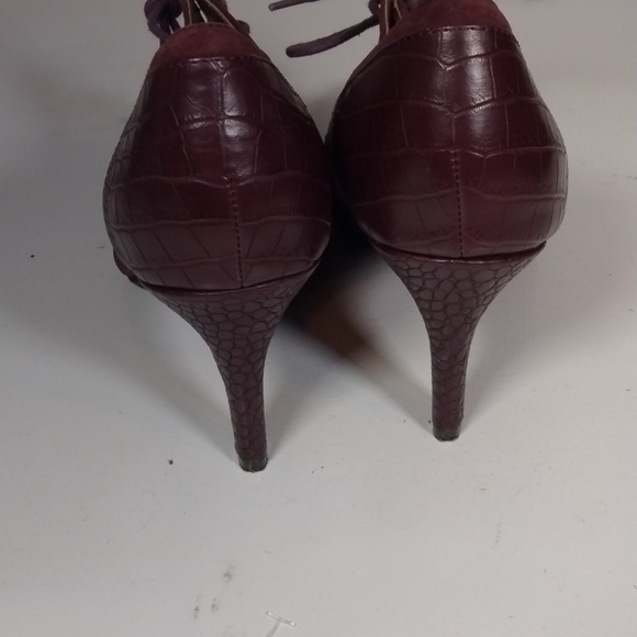 Alfani Step N Flex Maroon Leather Snakeskin Heels 7m Fall Spring Casual Date - Picture 7 of 9